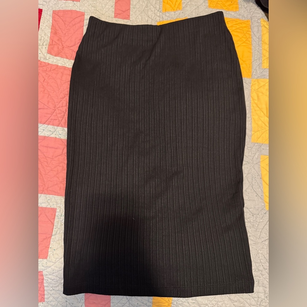 &OtherStories Black Ribbed Pencil Skirt
